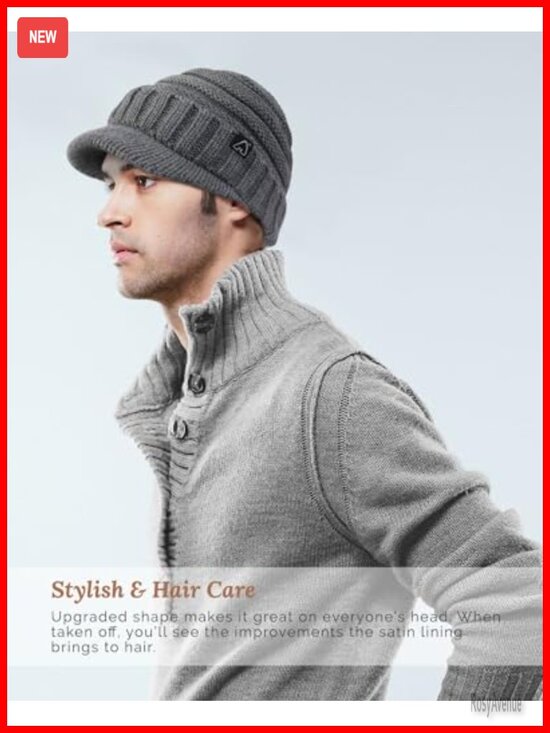 Satin Lined Slouchy Beanie with Visor Brim for Women Men